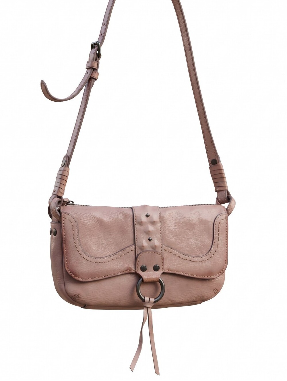 Frye Leather Crossbody in Tan With Studded Details